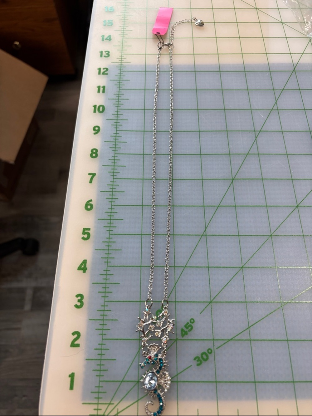 Silver-Tone Blue Crystal Seahorse Pendant Necklace - Women Jewelry - Picture 3 of 5